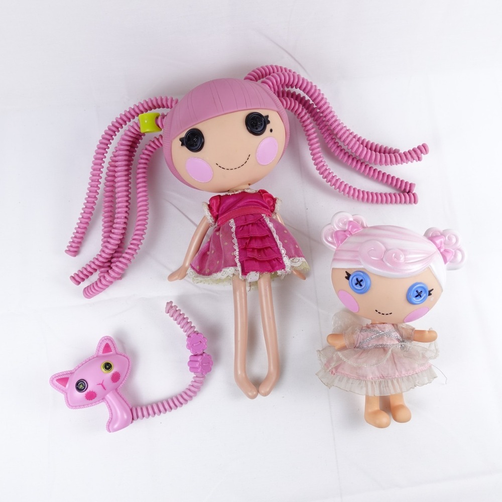 Lalaloopsy Doll Lot: Silly Hair Jewel Sparkles 12" Breeze E Sky 7" & Persian Cat